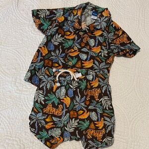 Old Navy Leaf Print Baby Shirt - Brown and Multicolor